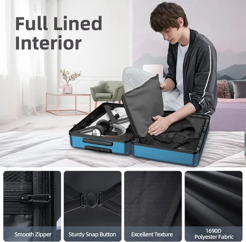 Vista 7 de BEOW Luggage Sets Expandable Lightweight Suitcases with Wheels PC+ABS Durable Travel Luggage TSA Lock Navy Blue 4pcs