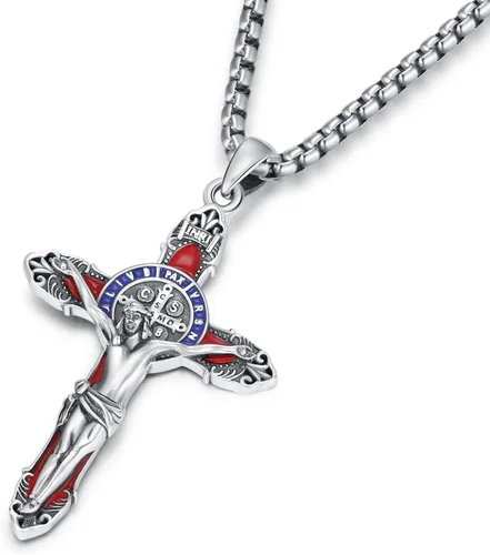 Vista 146 de 925 Sterling Silver Patron Saint Amulet Necklace for Men Women plateado