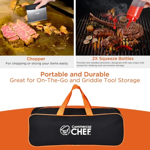 Vista 6 de Commercial Chef Kit de accesorios para plancha de 9 piezas, accesorios para parrilla plana Hibachi, juego de espátula para parrillas Weber