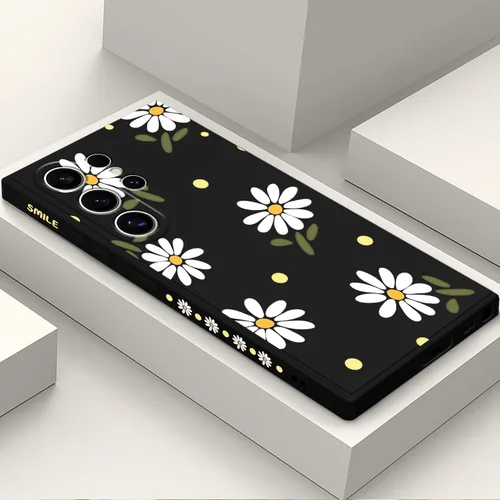Vista 13 de LEECG para Samsung Galaxy S24, funda con diseño de patrón floral creativo S24, protección contra caídas, suave, ultradelgada, resistente a los negro