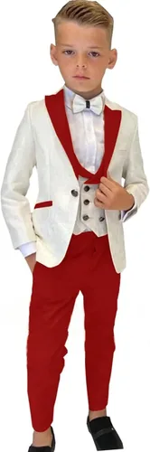 Vista 7 de Traje formal de esmoquin de boda para niños, 3 piezas, chaqueta floral, pantalones, chaleco, conjunto de blazer para fiestas de 2 a 14 años, Negro
