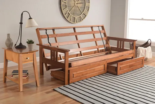 Vista 31 de Kodiak Futons Monterey - Marco de futón con cajones, incluido, color nuez Solo marco