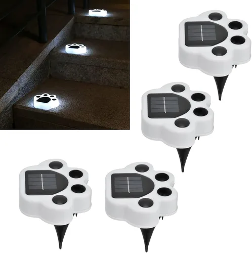 Vista 4 de plplaaoo Linterna solar, luces solares en forma de pata para exteriores, 4 piezas LED de iluminación de paisaje, luz enterrada, lámpara decorativa