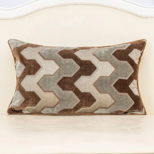 Vista 14 de Alerfa Funda de cojín cuadrada de terciopelo con bordado geométrico a cuadros, funda de almohada decorativa moderna de lujo para sofá, sala