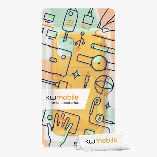 Vista 7 de kwmobile Funda compatible con Apple iPhone 11, funda de TPU con tarjetero de crédito, color amarillo radiante