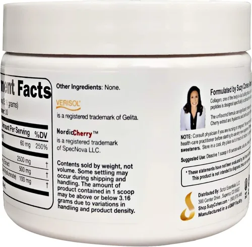 Vista 2 de Collagen Beauty Powder por Suzy Cohen (3.3 oz) Proteína hidrolizada antienvejecimiento en polvo de colágeno tipo I y III para piel flexible, cabello