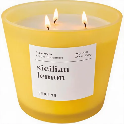 Vista 20 de Hidden Label Serene Collection - Vela perfumada grande, madera ámbar y jazmín, vela enorme de 30 onzas con 3 mechas, velas de soja natural