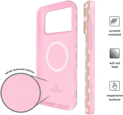 Vista 510 de VELVET CAVIAR Funda para iPhone 15, compatible con MagSafe, probada contra caídas de 10 pies, fundas protectoras de diseño, leopardo color rosa