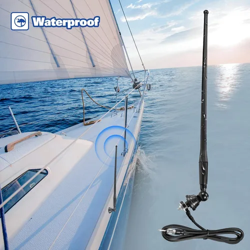 Vista 5 de Eightwood Antena de radio de barco marino de 16 pulgadas, palo flexible de goma FM AM Antenas estéreo para barco, coche, RV, autocaravana, ATV, UTV