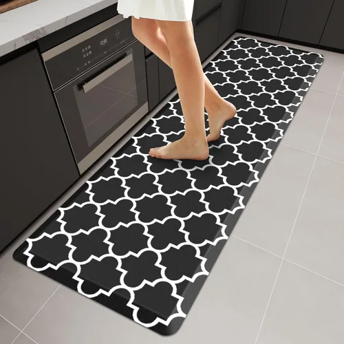 Vista 89 de WISELIFE Tapete de cocina acolchado antifatiga, 17.3 x 28 pulgadas, antideslizante, resistente, de PVC, ergonómico, impermeable, cómodo
