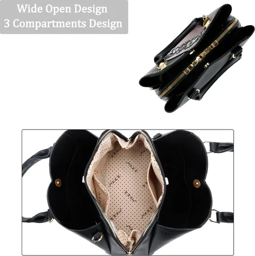Vista 7 de KKXIU Monederos y bolsos de mano con triple compartimento para mujer, bolso de mano con asa superior