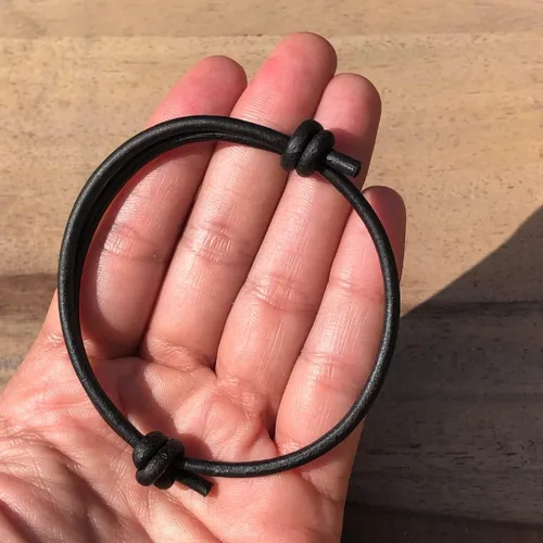 Vista 23 de 3 mm Men Genuine Leather Bracelet - Handmade Adjustable Cuff, Mens Minimalism Leather Wrap Wristband, Simple Accessories, Premium Leather, Women