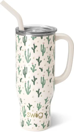 Vista 18 de Swig Life - Taza Mega de 40 onzas, Taza de 40 oz con asa, apta para vasos, apta para lavavajillas, taza aislada extra grande, acero inoxidable
