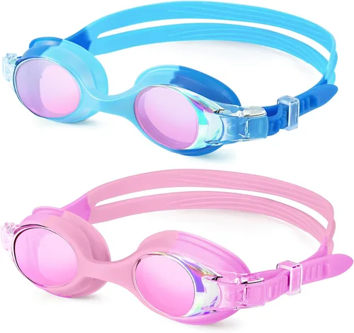 Vista 10 de NSSIW Gafas de natación para niños, gafas de natación para niños: gafas de piscina antivaho sin fugas, paquete de 2 unidades de 3 a 16 años