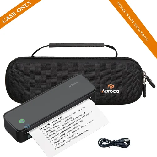 Vista 4 de Aproca Estuche rígido de almacenamiento portátil negro para impresora portátil JADENS/MUNBYN ITP01 y accesorios