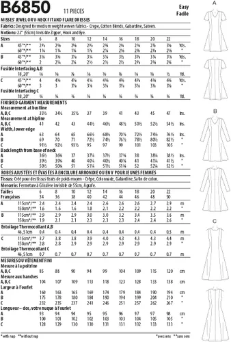 Vista 2 de Kit de patrón de costura para vestido acampanado de señoritas, código B6850
