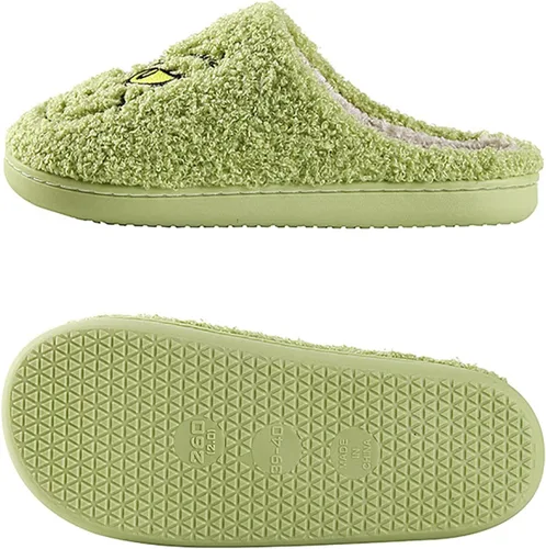 Vista 2 de TENDAWYP Pantuflas de Navidad para hombre y mujer, color verde, con dibujos animados, con sombrero de Papá Noel, suaves y acogedoras, pantuflas