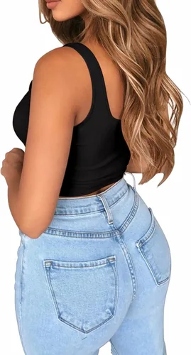 Vista 3 de BelleLovin AESLOVIN - Camiseta sin mangas de punto acanalado para mujer