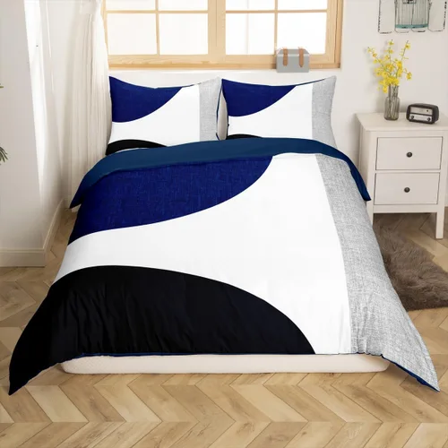 Vista 21 de Erosebridal Funda de edredón a rayas color negro y beige, funda de edredón bohemia moderna geométrica abstracta para mujeres, hombres y adultos