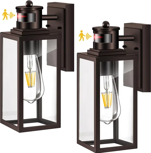 Vista 32 de VIANIS Lámpara de pared dorada para exteriores, sensor de anochecer a amanecer, apliques de montaje en pared exterior linternas luminaria para casa