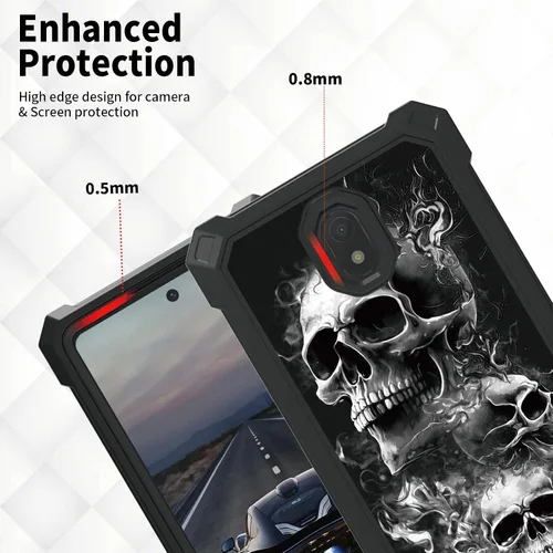 Vista 2 de Funda para Nokia C100 con protector de pantalla de vidrio templado, doble capa resistente a prueba de golpes de policarbonato duro + cubierta