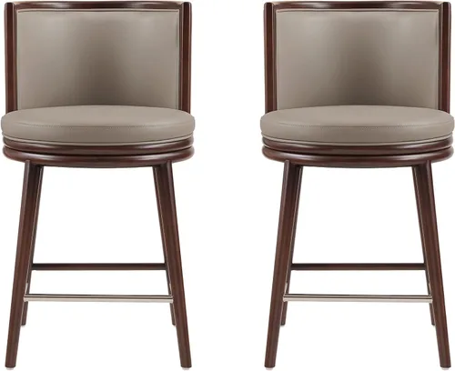 Vista 24 de Manhattan Comfort Taburete tapizado de madera moderno Evalyn Crema