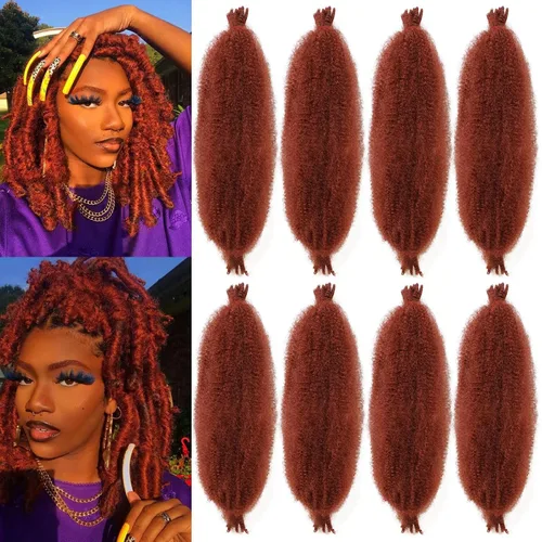 Vista 93 de Cabello de Envoltura Pre-Esponjado de 8 Pulgadas, 3 Paquetes, Cabello Afro Twist Pre-Separado Elástico para Locs, Cabello Afro Twist Negro Natural