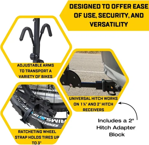Vista 6 de Saris All Star 2 - Soporte para enganche de bicicleta con plataforma segura y fácil de cargar, brazos ajustables, enganche universal, bandejas