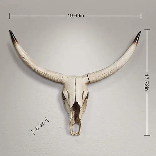 Vista 4 de Escultura de pared de cabeza de vaca de simulación retro, taxidermia de imitación, colgante creativo para colgar en la pared, colgante creativo