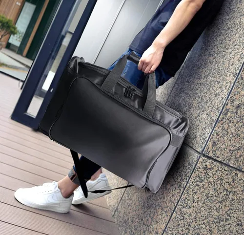 Vista 7 de Bolsa de tenis, bolsa de lona, bolsa de entrenamiento de gimnasio, bolsa de viaje para hombre, Negro -, Bolso grande de la zapatilla