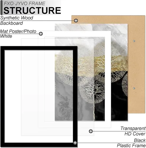 Vista 2 de Fxojyvo Marco de Fotos de 4x6, Muestra Foto de 3.5x5 con Paspartú o 4 x 6 Sin Paspartú, Liviano y de Alta Transparencia Marco de 4 por 6 para Pared
