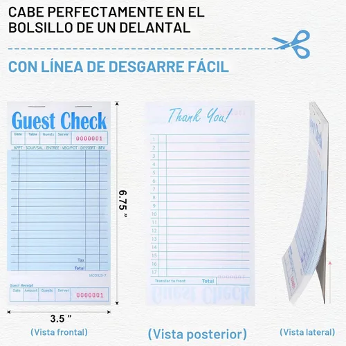 Vista 3 de Nuanchu - Paquete de 100 cheques de invitados para servidores a granel Azul