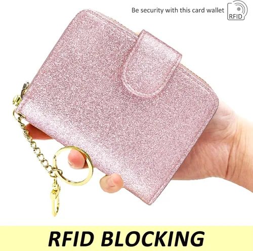 Vista 5 de Beurlike billetera de cuero, con tarjetero con bloqueo RFID, organizador, billetera segura para mujer