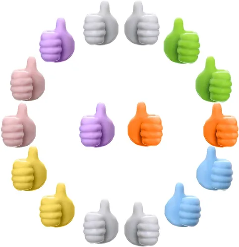 Vista 8 de 16 Piezas Ganchos de Pared de Pulgar de Silicona Creativos - Clip de Cable Adhesivo Multifunción, Clips Organizadores de Cable de Pulgar