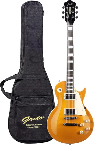 Vista 15 de Grote Guitarra eléctrica de cuerpo sólido LPYS-006 Maple Neck Ideal para todos los niveles con Gigbag (marrón antiguo)