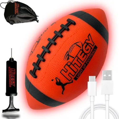 Vista 10 de Glow in The Dark Football Light Up Football USB-C Rechargeable LED Ball with Pump Night Game Ball for Indoor & Outdoor Play Gift Ready for
