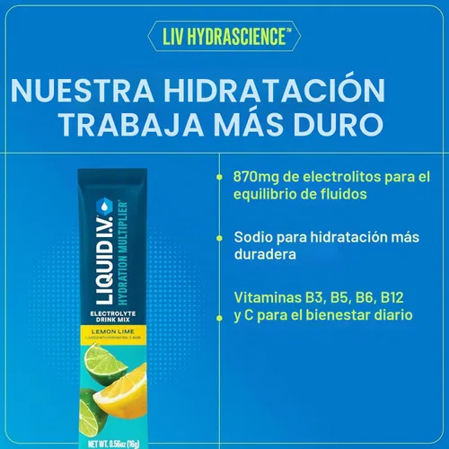 Vista 4 de Liquid I.V. Electrolitos de hidratación, bayas de acai, 48