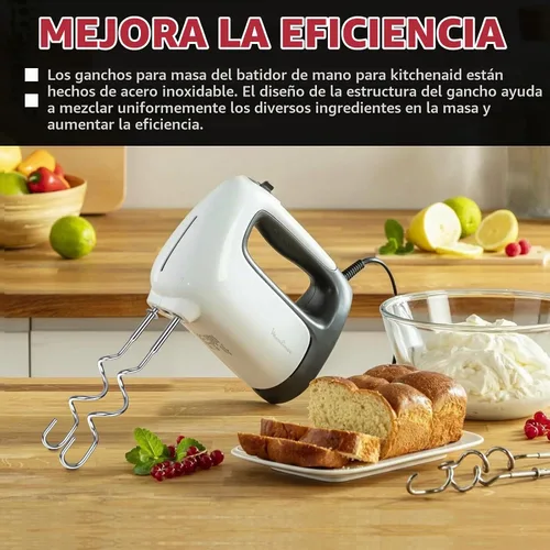 Vista 6 de Gancho de masa para batidora de mano Kitchenaid KHM512, ganchos de masa de acero inoxidable adecuados para KHM 5KSM KSM KSMO KSMH serie