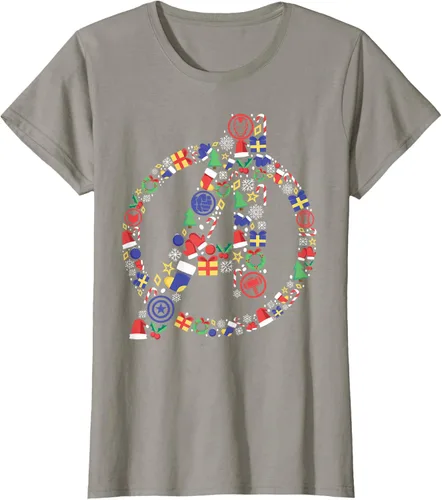 Vista 39 de Marvel Avengers A Logo Symbol Holiday Christmas Icons Camiseta, Negro