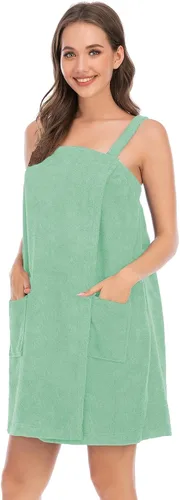 Vista 91 de Veseacky Toalla de baño para mujer con bolsillo, bata de spa ajustable y diadema facial
