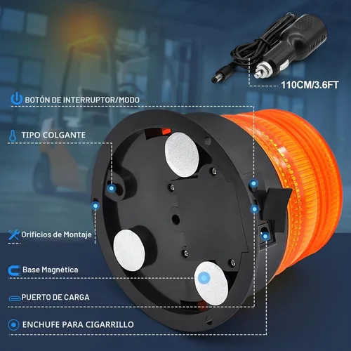 Vista 3 de AnTom Luz magnética inalámbrica de baliza, recargable de advertencia intermitente de emergencia, luces estroboscópicas que funcionan