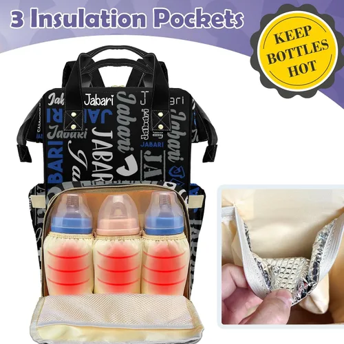 Vista 2 de Bolsa de pañales, bolsas de pañales con nombre personalizado para bebé niño y niña, bolsas de bebé personalizadas para niños y niñas, mochila