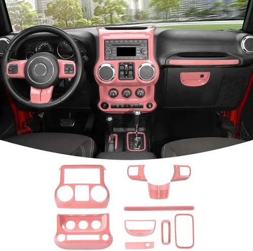 Vista 13 de RT-TCZ para Jeep JK Kit de Adornos Interiores Azul, Adorno de Panel de Tablero de Consola Central para Jeep Wrangler JK JKU 2011-2017 Accesorios