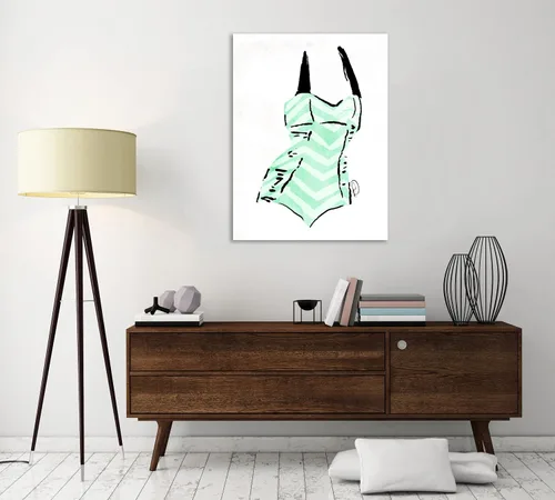 Vista 4 de Jaxson Rea "Vintage Swimsuit Pastel 4" Gallery Wrapped Canvas by Onrei, 12" x 16