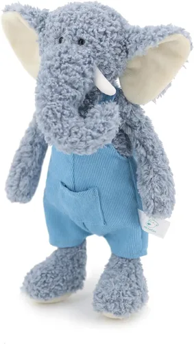 Vista 2 de Elefantes de peluche suaves azules de 13" para niños y niñas, Elefantes de peluche tejidos y vestidos para bebés recién nacidos y niños, Grandes