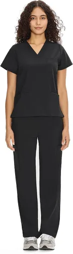Vista 8 de COZYFIT Scrubs for Women Set - V-Neck & Straight Leg Pants with 9 Pockets Negro