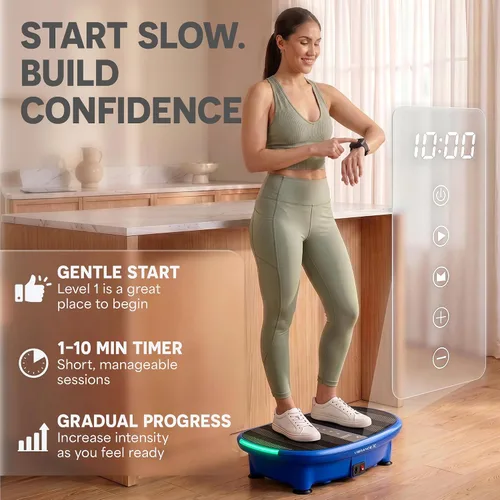 Vista 5 de Lifepro CosmoPlate/VibranceX Vibration Plate with Bluetooth or LED Models Oscillation Motor, Remote Control, Non-Slip Surface & Feet — Vibration