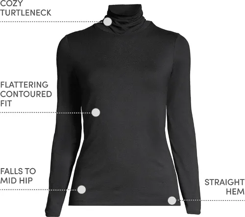 Vista 4 de Lands' End - Suéter ajustado, ligero, de cuello alto y manga larga para mujer
