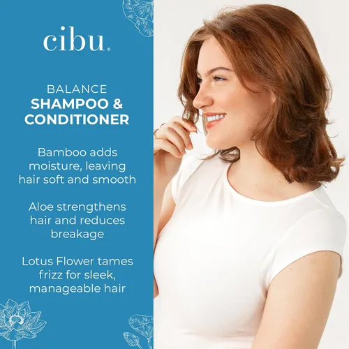 Vista 4 de CIBU Paquete de champú y acondicionador Balance 90003 Fórmula rica en nutrientes hidrata, fortalece y repara el cabello seco Sin sulfatos Deja