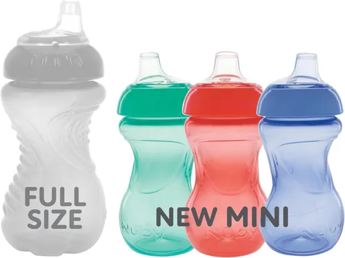 Vista 7 de Nuby Mini Gripper No-Spill Baby Sippy Cups with Soft Spout - (3 Pack) 6 oz - 6+ Months - Pink/Purple/Aqua
